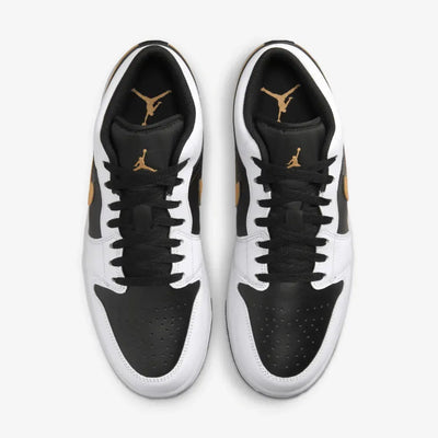 Air Jordan 1 Low White Black Metallic Gold Swoosh