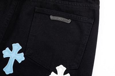 Calça Chrome Hearts Jeans Cross White/Blue